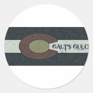 Adesivo Redondo O Gulch de Galt - design combinado branco e azul