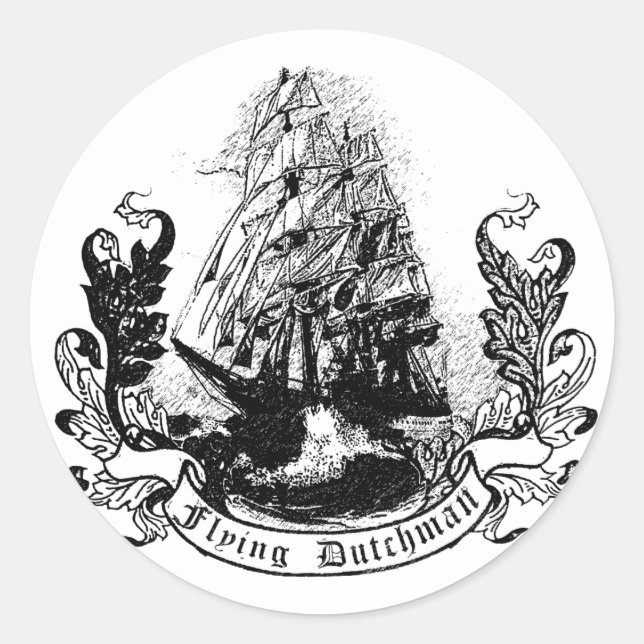 Adesivo Redondo O Holandês Voador (Frente)