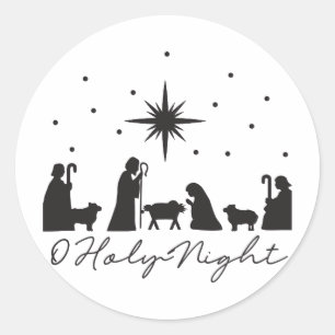 Adesivo Redondo O Holy Night Clássico de Natal Circular