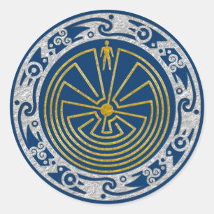 Adesivo Redondo O homem no mastro - ouro ornamentado prata