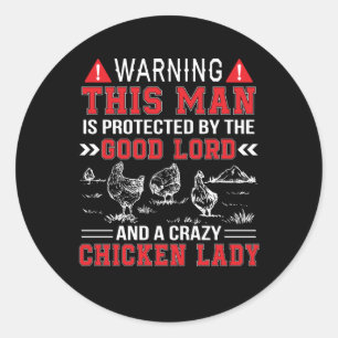 Adesivo Redondo O homem protege o senhor e a senhora louca da