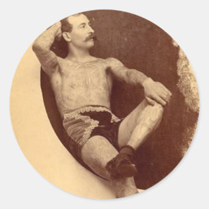 Adesivo Redondo O homem Tattooed na lua