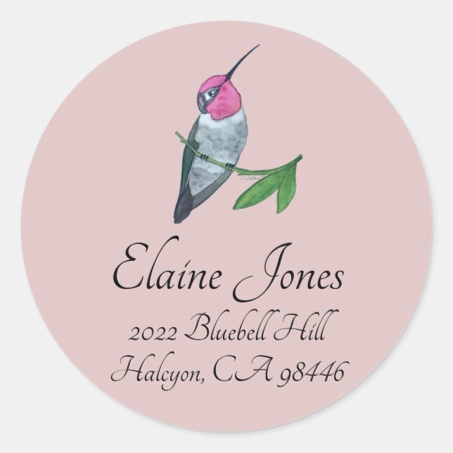 Adesivo Redondo O Hummingbird de Anna (Frente)