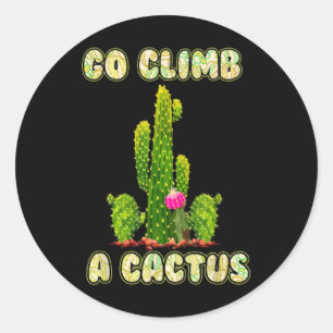 Adesivo Redondo O Humor Deserto Do Cactus Sobe Em Um Cactus
