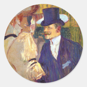 Adesivo Redondo O Inglês por Toulouse Lautrec, Arte Antiga