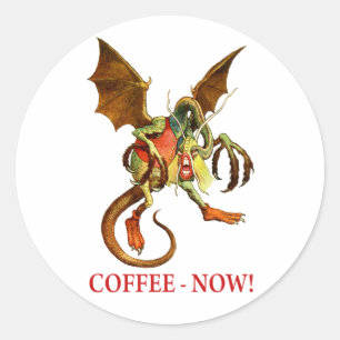 ADESIVO REDONDO O JABBERWOCKY EXIGE O CAFÉ AGORA!