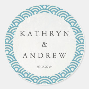 Adesivo Redondo O japonês Seigaiha acena nomes feitos sob