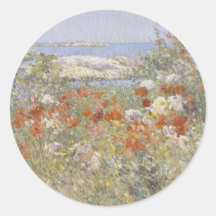 Adesivo Redondo O jardim de Celia Thaxter por Childe Hassam