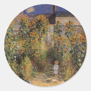 Adesivo Redondo O Jardim do Artista em Vetheuil por Claude Monet