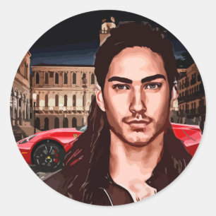 Adesivo Redondo o jogador belo cara noite de vida abstrato
