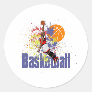 Adesivo Redondo O jogador de basquetebol com pintura espirra