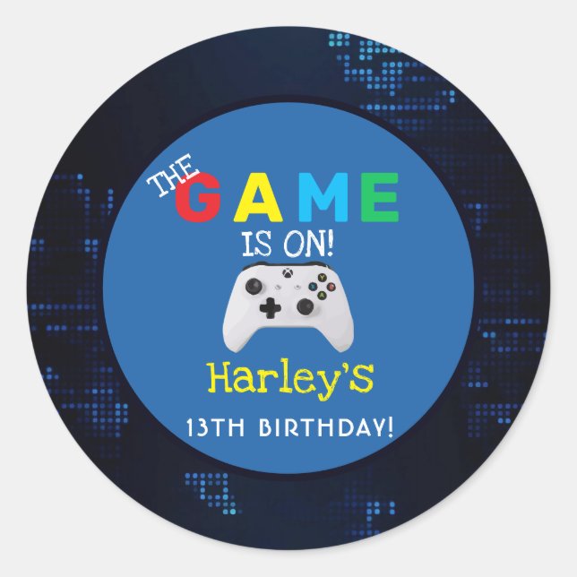 Adesivo Redondo O Jogo Está Aceso! Aniversário do Jogo Fotográfico (Frente)