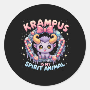 Adesivo Redondo O Krampus É O Meu Animal Espiritoso, Doido Festivi