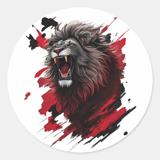 Adesivo Redondo O leão negro! (Frente)