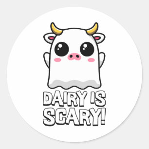 Adesivo Redondo O Leite É Assustador! Galinha Lactose Ghost Cow Pu