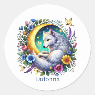 Adesivo Redondo O lobo-cúmulo ama animais personalizáveis