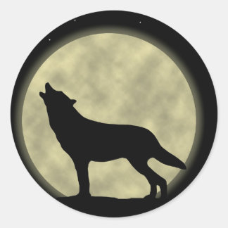 Adesivo Redondo O Lobo Howling na Noite