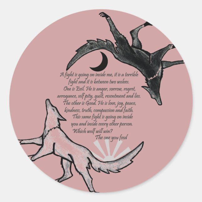 Adesivo Redondo O Lobo que Alimenta (Frente)