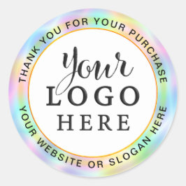 Adesivo Redondo O logotipo da sua empresa é um holográfico Unicórn