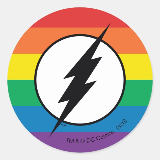Adesivo Redondo O logotipo Flash Rainbow (Frente)
