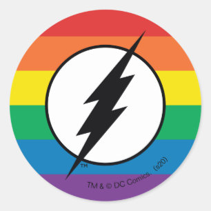 Adesivo Redondo O logotipo Flash Rainbow