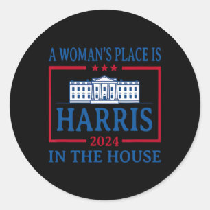 Adesivo Redondo O lugar da mulher é na Casa Branca Kamala Harris