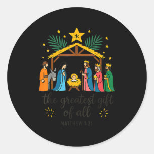 Adesivo Redondo O Maior Presente Para Todos Jesus Natividade Natal