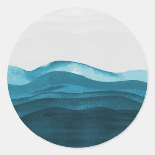 Adesivo Redondo O mar acena a pintura