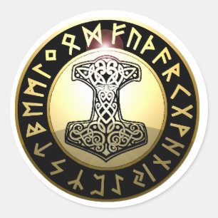 Adesivo Redondo O martelo do Thor