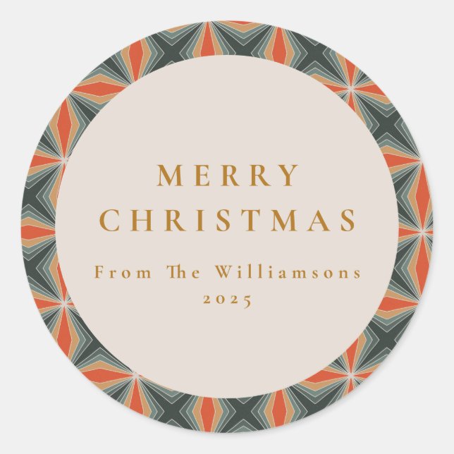 Adesivo Redondo O Meio século Vermelho Natal é Personalizado (Frente)