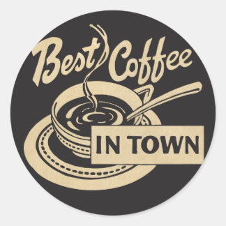 Adesivo Redondo O melhor café na cidade