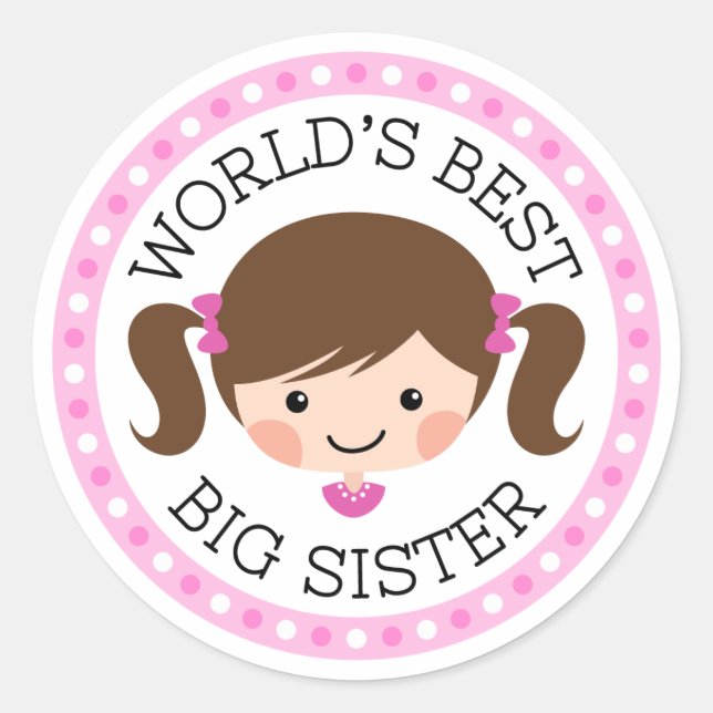 Adesivo Redondo O melhor desenho da irmã mais velha do mundo (Frente)