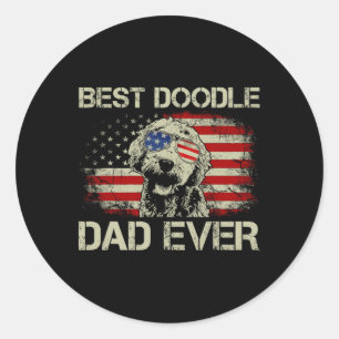 Adesivo Redondo O Melhor Pai De Dodle De Goldendoodle No Dia 4 De 