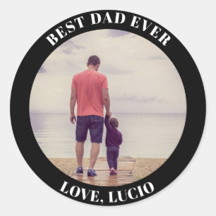 Adesivo Redondo O melhor pai já personalizado fotográfico preto