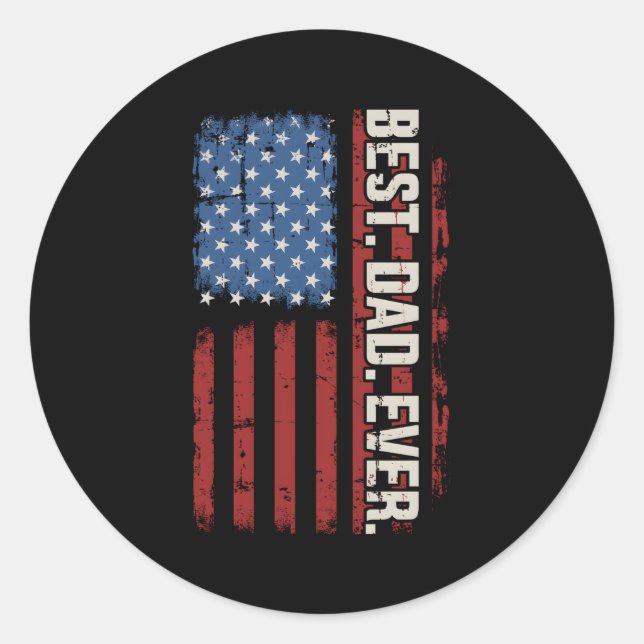 Adesivo Redondo O Melhor Pai Que Já Tivemos Com A Bandeira America (Frente)