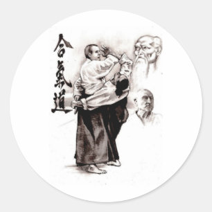 Adesivo Redondo O mestre de um aikido - uso da energia do opp