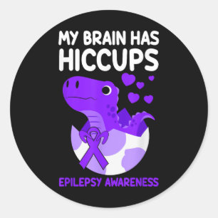 Adesivo Redondo O Meu Cérebro Tem Hiccopes Roxo Epilepsia