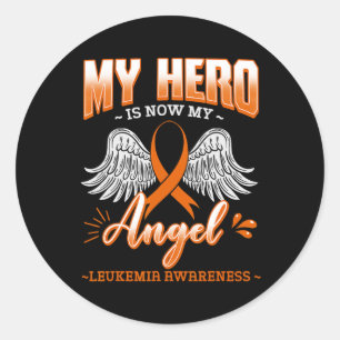 Adesivo Redondo O Meu Herói É Agora O Meu Anjo Leucemia Ossaca Hem