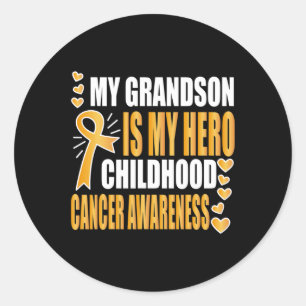 Adesivo Redondo O meu neto é o meu herói Consciência do Cancer de 