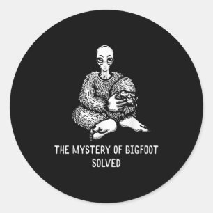 Adesivo Redondo O Mistério Do Pé-Grande Resolveu Alienígena Engraç