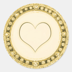 Adesivo Redondo O modelo Dourado personaliza o coração