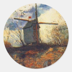 Adesivo Redondo O Moinho de la Galette Van Gogh