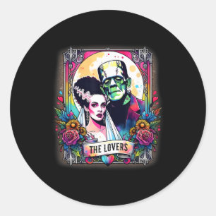 Adesivo Redondo O Monstro Frankenstein E A Noiva Os Amantes Taro