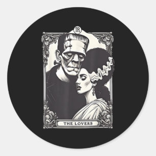Adesivo Redondo O Monstro Frankenstein E A Noiva Os Amantes Taro