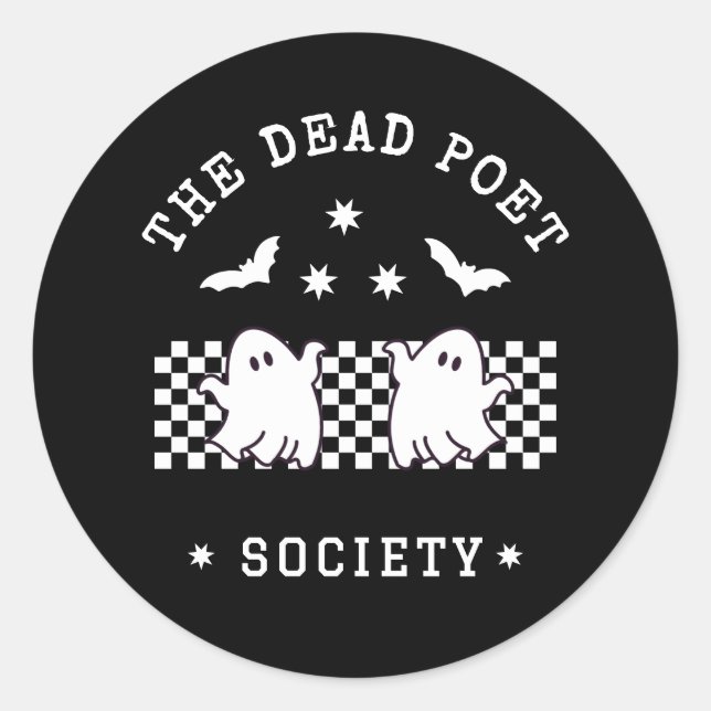 Adesivo Redondo O Morto Poeta da Sociedade Ghost Galloween (Frente)