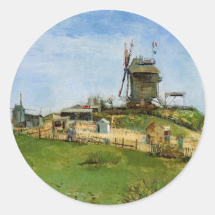 Adesivo Redondo O Moulin de la Galette por Vincent van Gogh