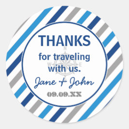 Adesivo Redondo O Mundo aguarda o Chá de fraldas Obrigado Sticker