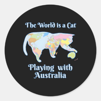 Adesivo Redondo O Mundo É Um Mapa De Reprodução De Gatos