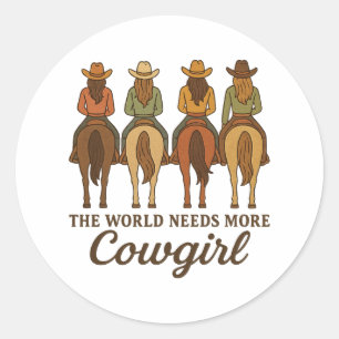 Adesivo Redondo O Mundo Precisa de Mais Vaqueiras Country Girl Oci