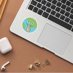 Adesivo Redondo O mundo segurando a mão perto do silêncio bucal